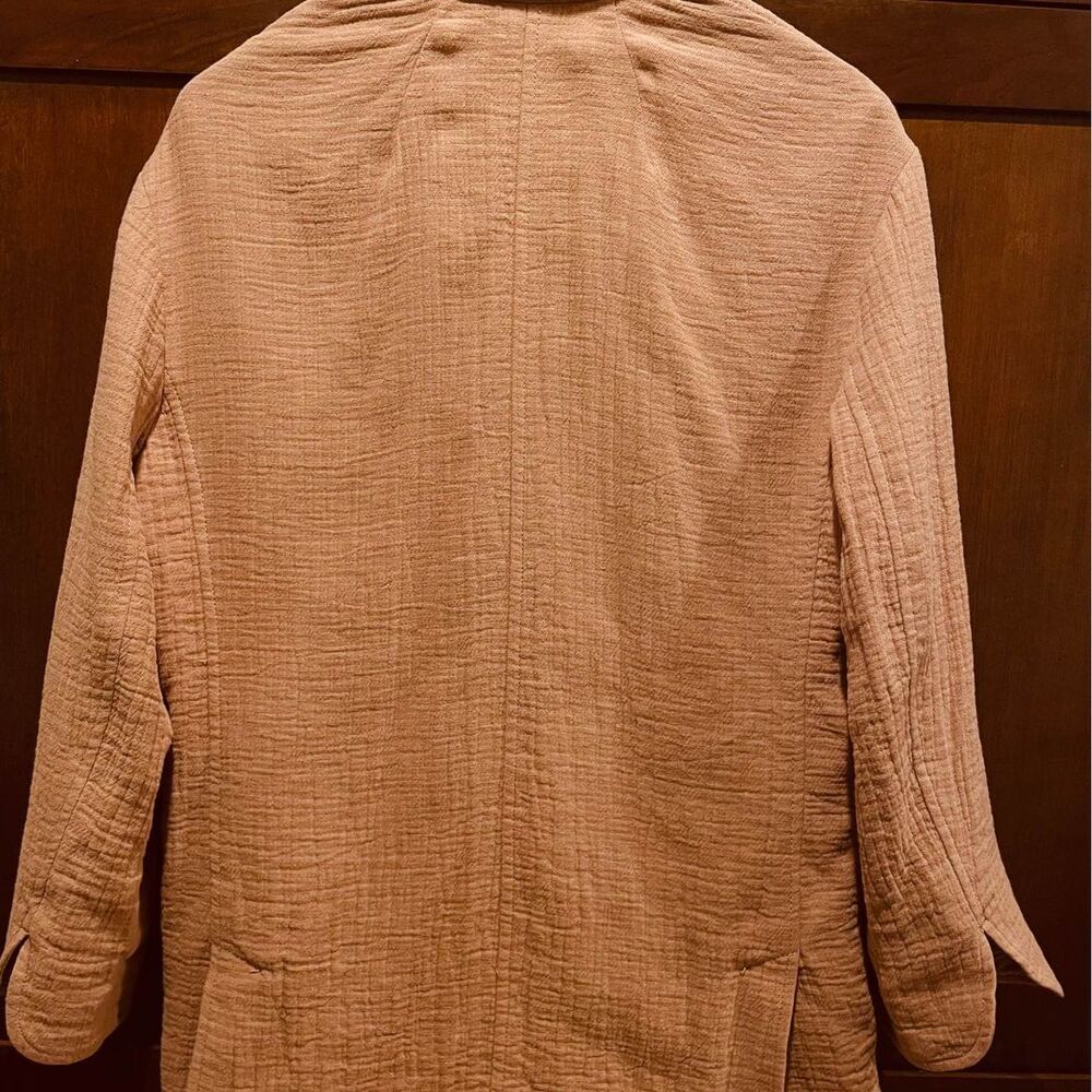 ~ Madewell Sm Boho Linen Blazer Beachy Coastal Cotton Blend Gauzy Relaxed Tan - Picture 7 of 10